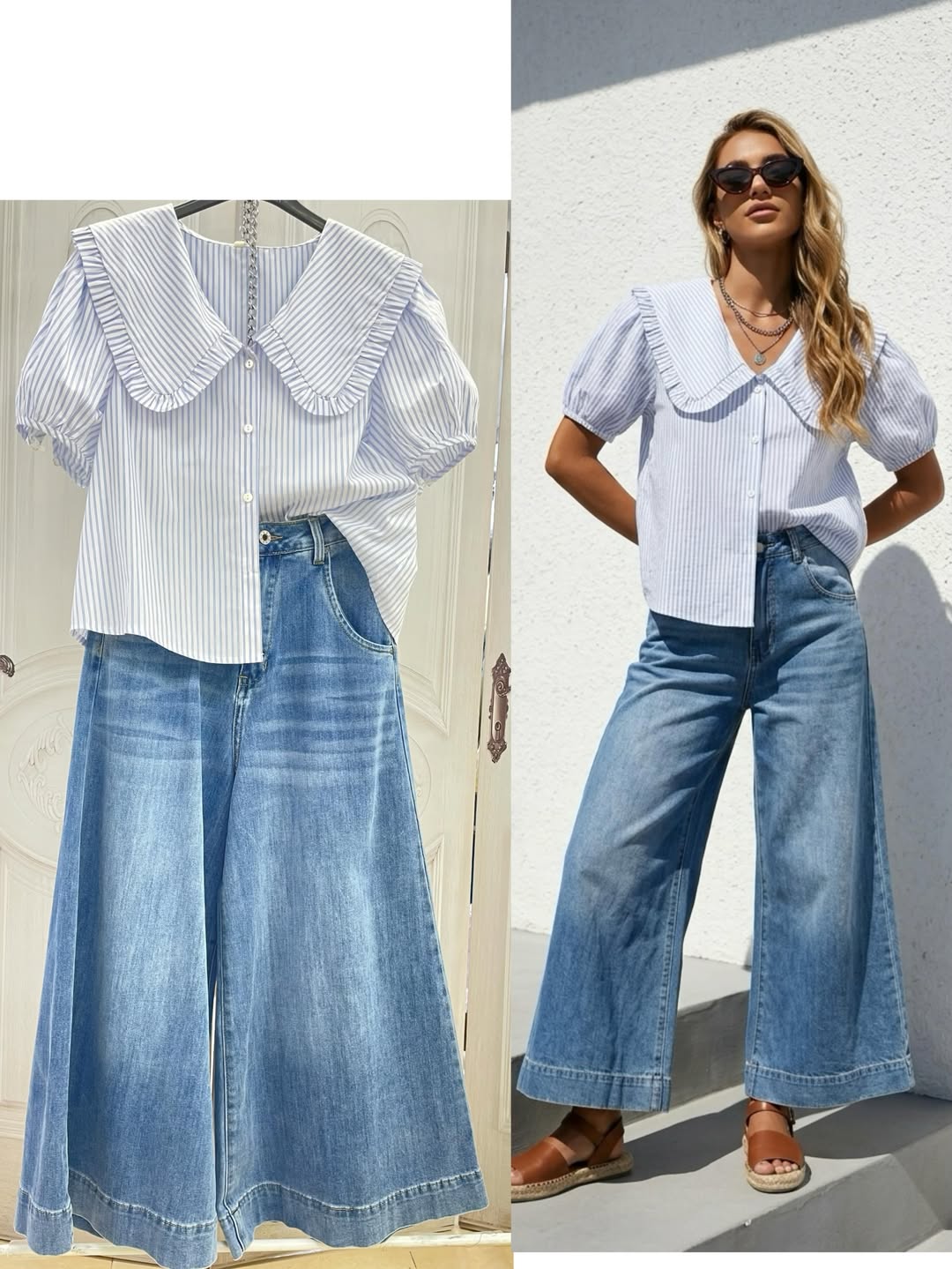Conjunto Rayas Celeste