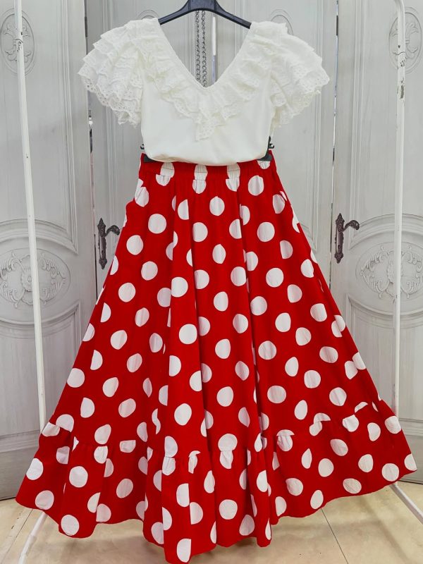 Falda Rocío Rojo Lunares